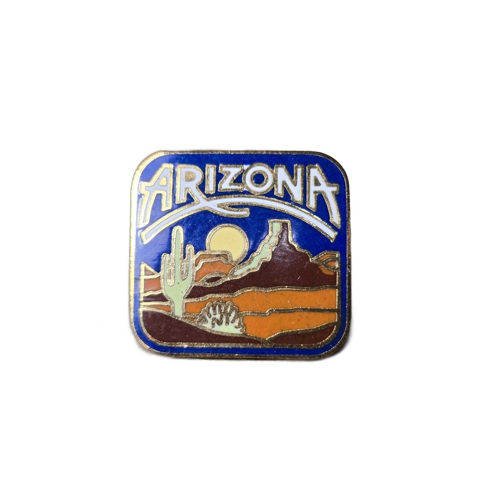 Arizona Saguaro Cactus Desert Sunset Enamel Lapel Vest Hat Pin D16